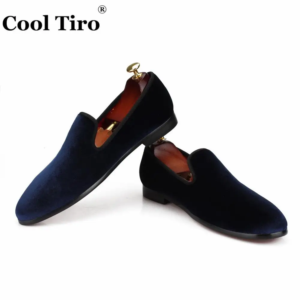 Dark blue Velvet Men Loafers Dress shoes (5)