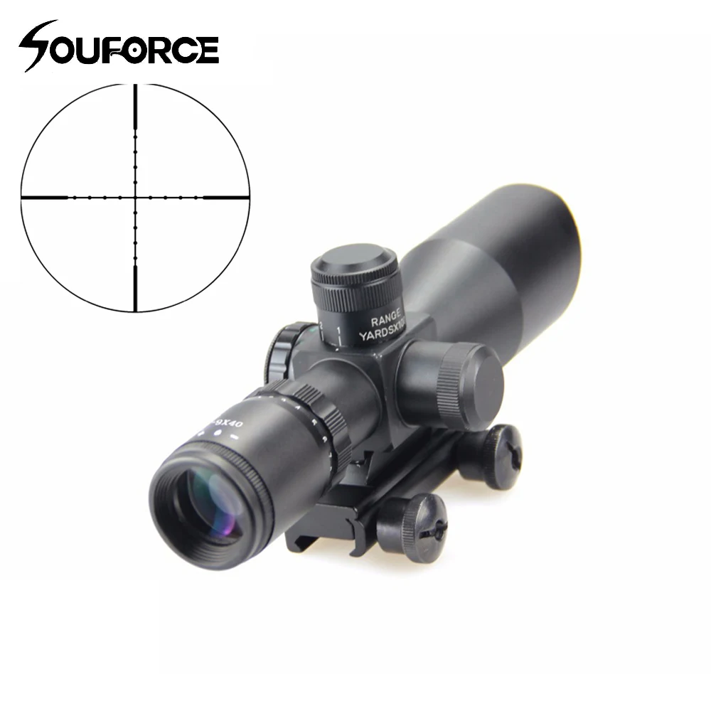 

Tactical Scope Riflescope 3-9x40 Green/Red Mil Dot Reticle Riflescope Waterproof Optical Sight with Nitroge for Hunting Airsoft