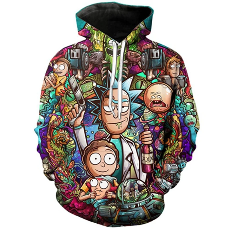 2019 بولي ريك Morty المطبوعة 3D هوديي سوياتشيرتس المتناثرة الخريف بلوفر شتوي الذئب الرجال XXXTENTCAION هوديس dropshiping من