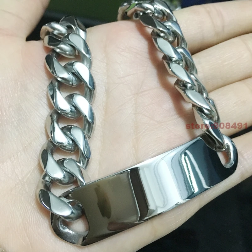 Новое поступление модный серебристый мужской браслет из нержавеющей стали 15 мм