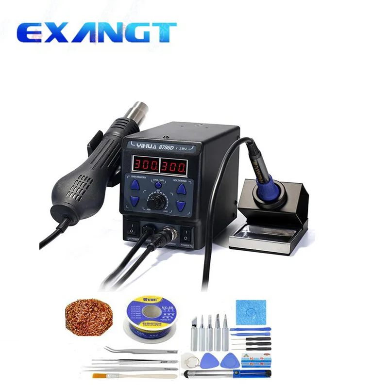 

High quality YIHUA 8786D 2 in 1 Upgrade SMD Rework Station Soldering Station Electric Soldering Iron+Hot Air Gun 700W For repair