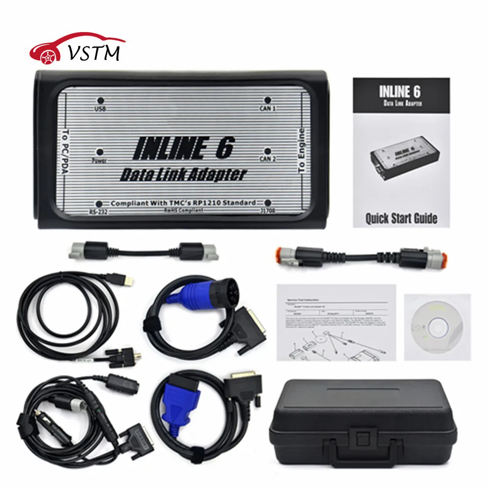 INLINE 6 Data Link Adapter Heavy Duty Diagnostic Tool Scanner Full 8 cable Truck Diagnostic interface inline6