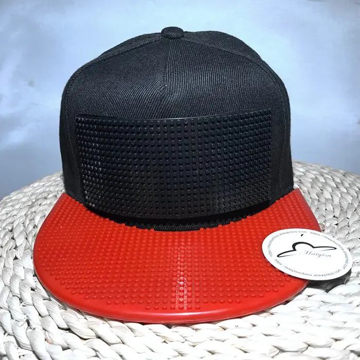 Мозаики DIY Съемная инкрустация кирпича шестерни игрушечные строительные блоки пластины поля для шляпа Открытый Хип Хоп Snapback шляпа бейсболка - Цвет: Velcro hat no brick