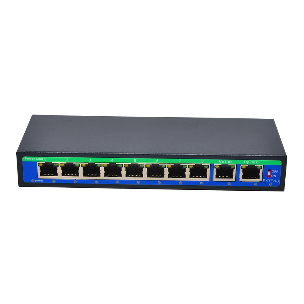 

1 Uplink Power Over Ethernet Switch 4,5+/7,8- Support 12V 24V 48V 9 Port 10/100Mbps 8 POE Port