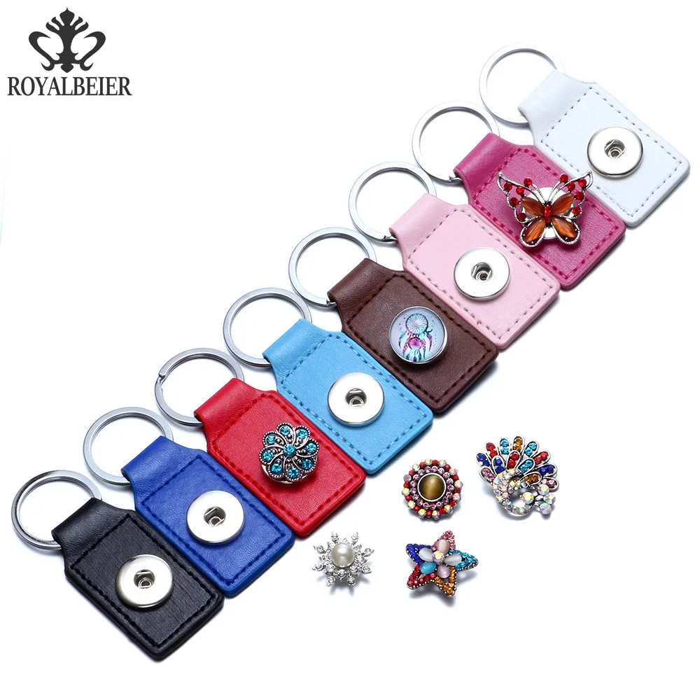 RoyalBeier 10pcs DIY Keychains Multi Colors Fit 18mm Snaps Key Ring