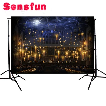 

7x5ft Bokeh Lights Hogwarts Candles Church Lunch Hall Custom Photo Background Studio Backdrop Vinyl