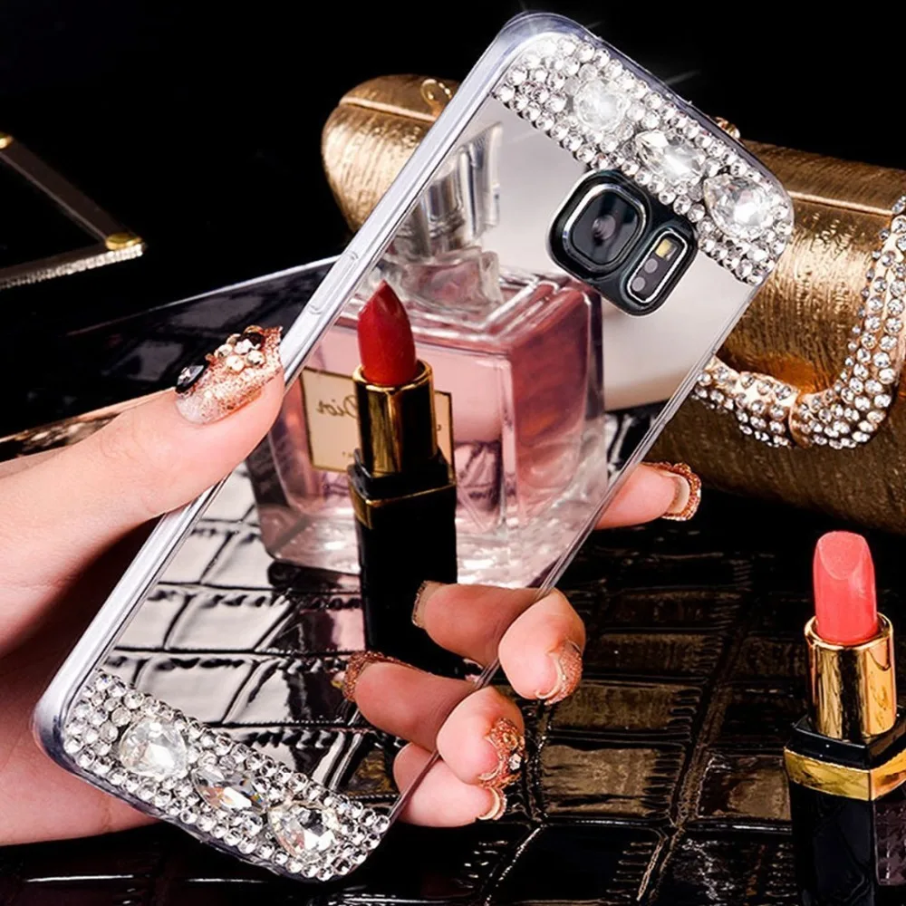 Для Coque Galaxy S6 S7 S8 чехол Алмазный Блестящий зеркальный силиконовый для Funda S10 Edge S9 Plus