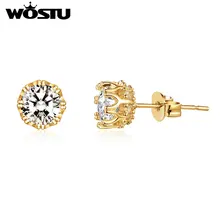 WOSTU, винтажные цветочные бутоны, миниатюрные серьги-гвоздики для женщин, золотые маленькие серьги для помолвки, свадьбы, новые модные ювелирные изделия, подарок FFE129