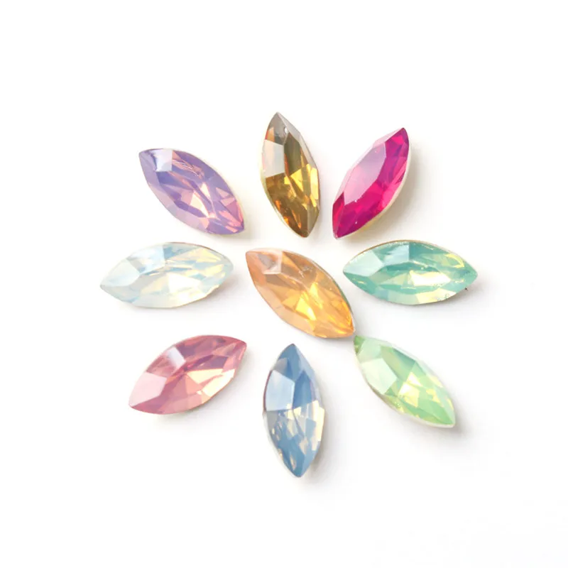 

100/500pcs 5x10mm 7x15mm Colorful Horse Eye Acryl Non Hot Fix Rhinestones Crystal Leaf Nail Art Rhinestones For Nail Art DIY