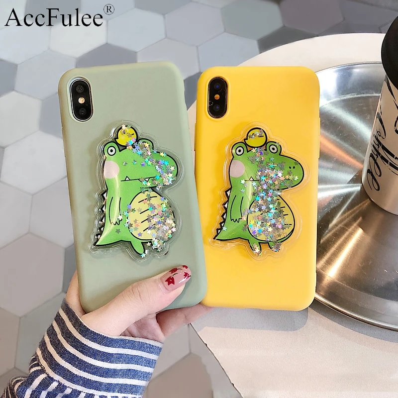 

Lovely Quicksand Dinosaur Case for Samsung Galaxy S5 S6 S7 Edge S8 S9 Plus S10 5G S10e J7 Prime J8 2018 Squishy Bear TPU Cover