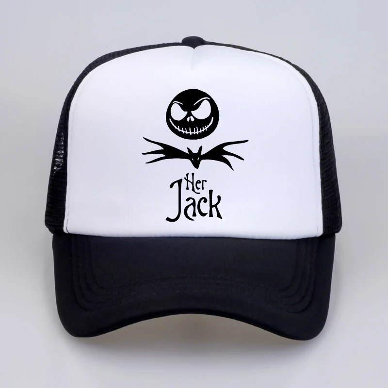 

Nightmare Before Christmas Jack and Sally Couple cap Sally Jack Skellington Halloween Baseball Cap Summer Mesh Snapback hat