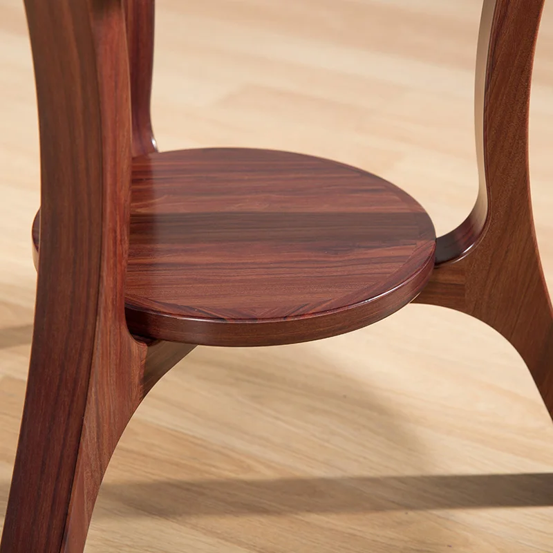 Antique furniture solid wood tea table round retro wooden self-contained end table suitable for the living room M257
