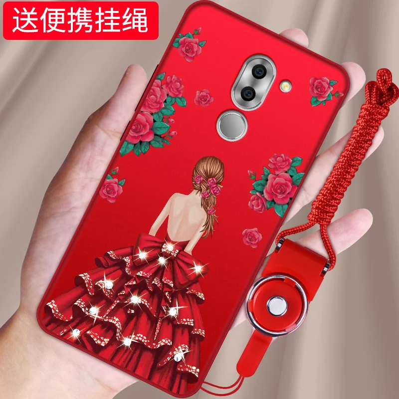bling rose wedding dress goddess with rope and stand holder soft silicon case For Huawei Honor 6X / 6A Play |