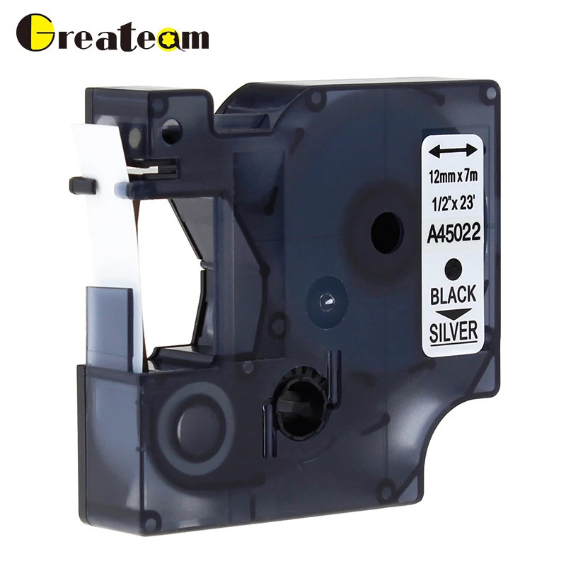 Greateam 1 шт. 45022 совместимый с Dymo D1 лента для этикеток черный на серебристом Label Manager
