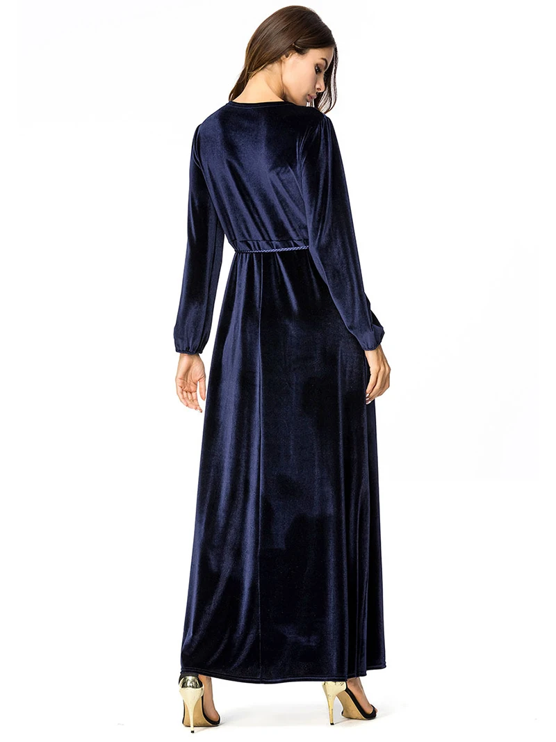 Плюс Размеры Дубай Абаи кафтан турецкий мусульманский Для женщин цветы платье с вышивкой Исламская бархатные платья Абаи s халат Костюмы с