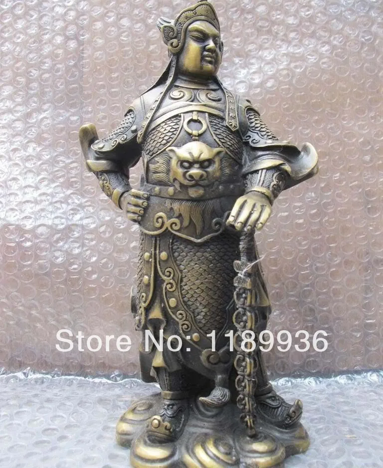 Китайская винтажная Бронзовая статуэтка Wei Tuo warrior защита Бога Будды|protection| |