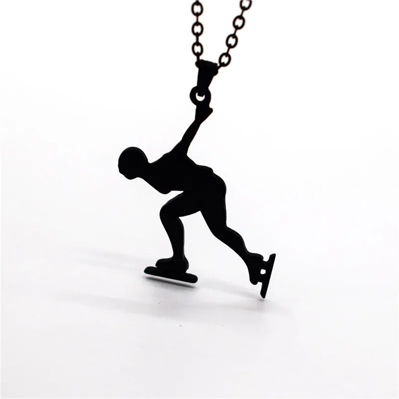 

Elfin New Trendy Ice Skating Necklace Men's Speed Skating Pendant Necklace Speed Skating Jewellery Figure Jewellery