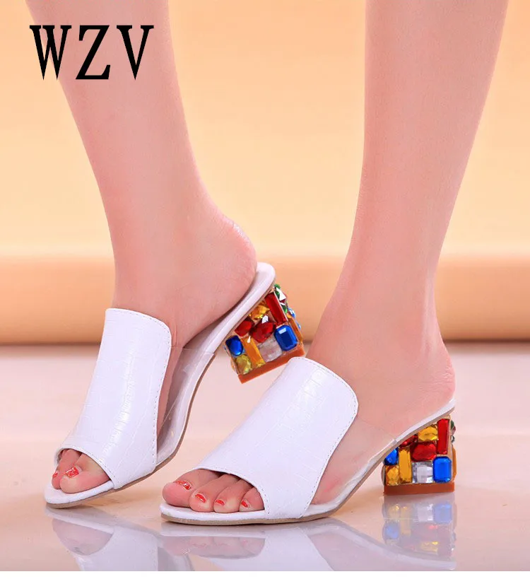 

Women Sandals 2018 Ladies Summer Slippers Shoes Women high Heels Sandals Fashion Rhinestone summer shoes new C123