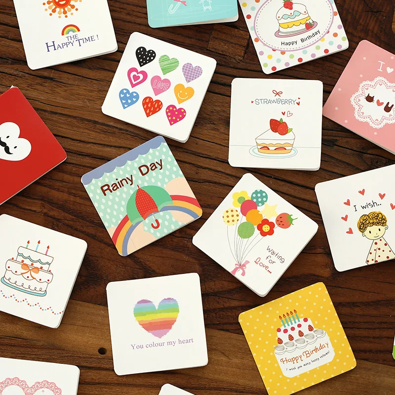 

Greeting card birthday card thank you card mini thank you card folding type universal festivals envelope attached greeting card