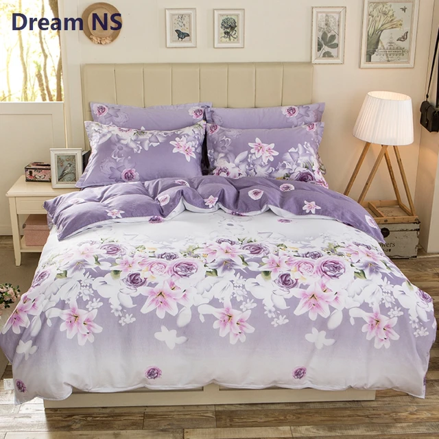 AHSNME Gentle Floral Duvet Cover Set 100 Cotton High Quality Elegant