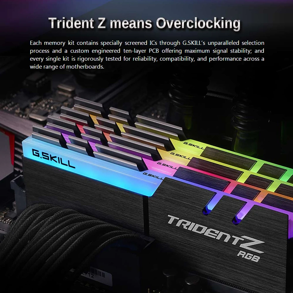 G. SKILL TridentZ RGB Серия 32 Гб(4x8 ГБ) DDR4 3200 МГц F4-3200C16Q-32GTZR ОЗУ для ПК настольный компьютер DDR4 память 16-18-18-38