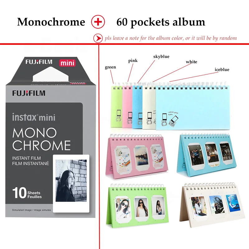 Монохромная пленка Fujifilm Instax Mini 10 листов для смартфона 9 8 7s 70 90 25 мгновенный