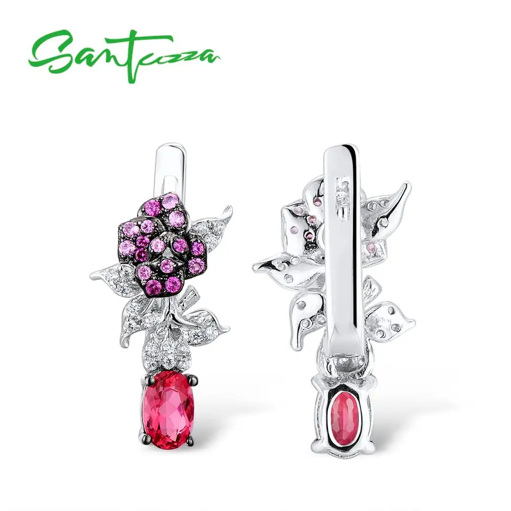 SANTUZZA серебряные серьги для женщин Настоящее серебро 100% 925 пробы нежный цветок
