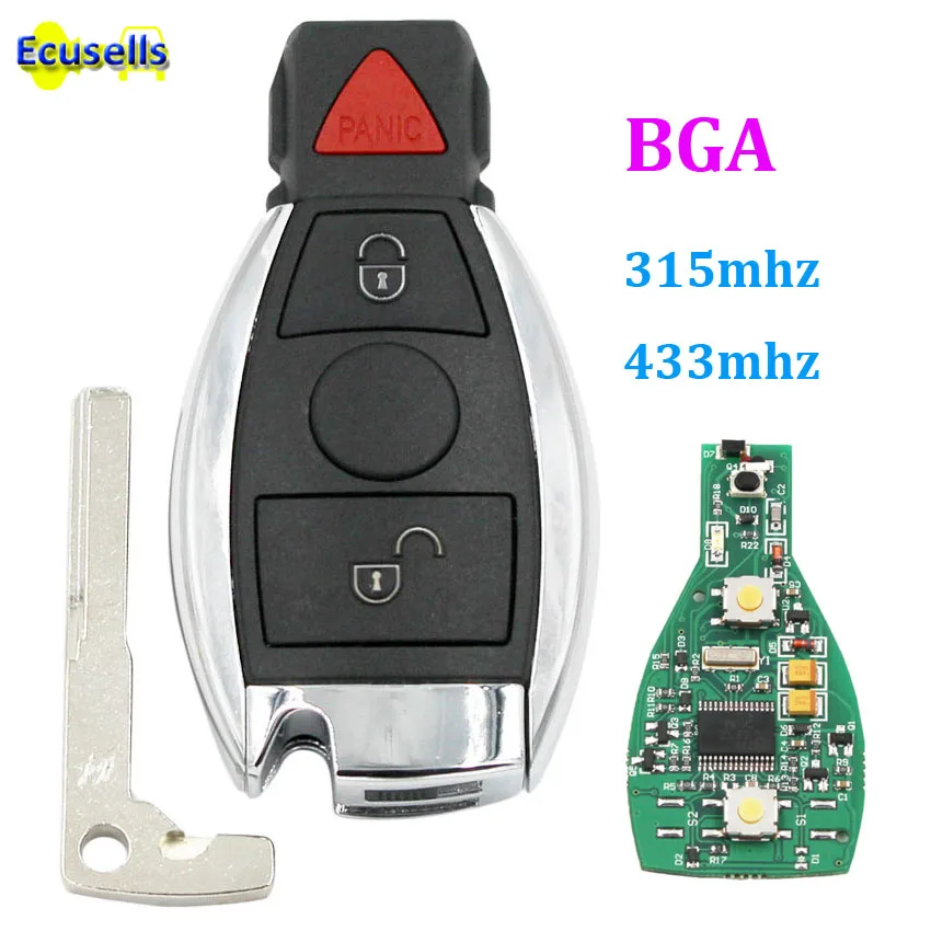 

2+1 Buttons 315MHz 433mhz 3 BUTTONS keyless entry Smart full Remote Car Key fob for MB 2000+ support BGA/NEC with battery holder