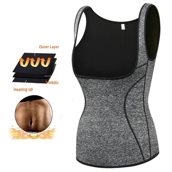 

Women's Hot Sweat Slimming Neoprene Shirt Vest Body Shapers for Weight Loss No Zipper Gray