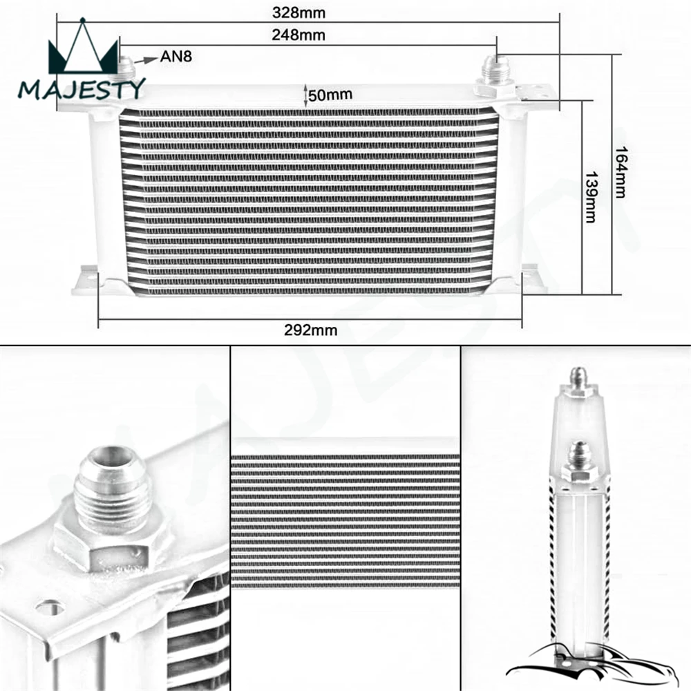 19 ряд алюминиевый 8-AN8 масляный радиатор для универсальной автомобильной излучающей/охлаждающей системы