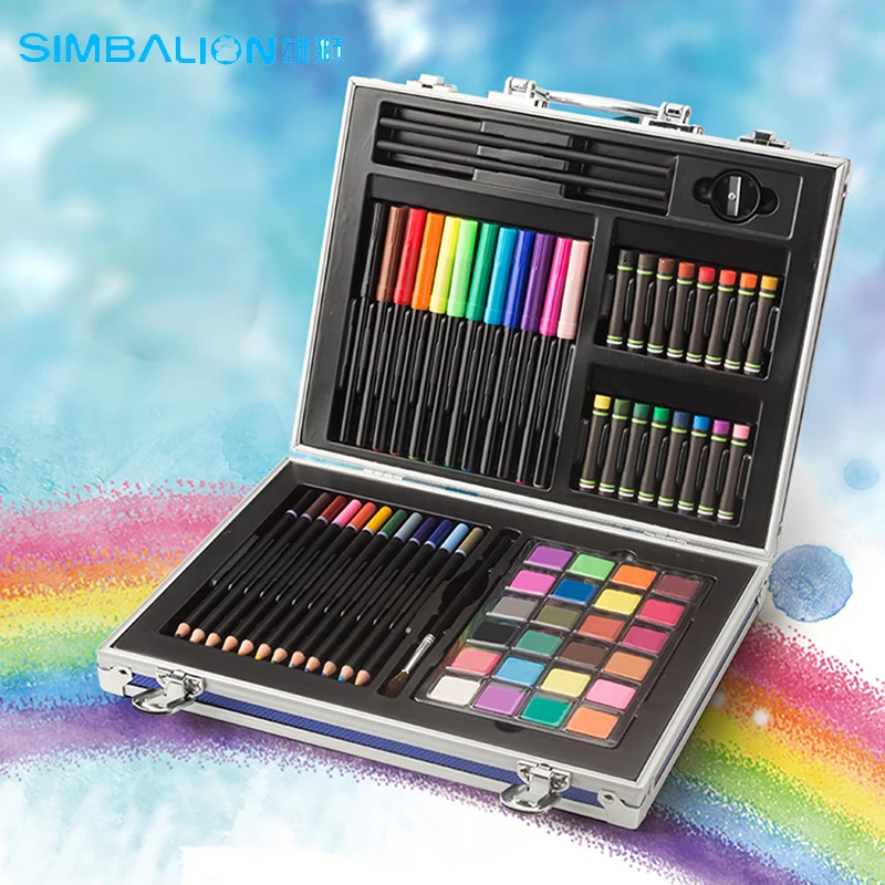 

Simbalion Drawing Box Art Set Include solid Watercolor/Oil Pastel/Color Pencil Painting Group For School Supply And Kid's Gift