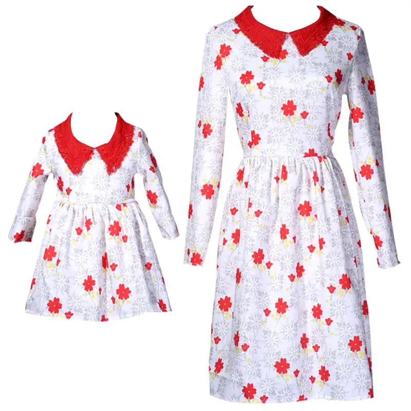 

Lace Mother Daughter Runway Dresses Mom Girls Floral Party Dress Mommy Girl Dress Vestidos 2019 Autumn Family Match Outfits