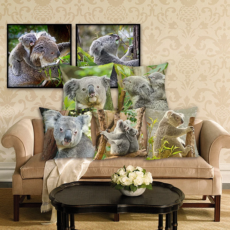 

New Arrival Koala Pillow Case Sofa Cushion Soft Pillow Cover Home decoration Cushion Cover Bedding Pillows Cotton Linen Square