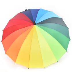 Женский дождь зонтик высокое качество длинная ручка большая Радуга прогулочный зонт-трость анти-УФ Солнечный гольф ветрозащитный зонтик