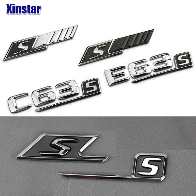 

ABS S Badge car rear emblem sticker for Mercedes Benz w117 cla45 w205 c63 w212 e63 w207 w176 a45 x156 gla45 AMG Styling