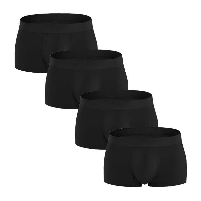 Трусы боксеры мужские 4 шт./лот хлопковое нижнее белье дышащие однотонные удобные