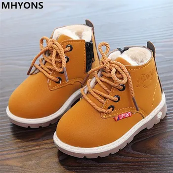 

MHYONS 2019 New children's winter girls boys snow boots comfortable thick-soled boots fashion waterproof cotton shoes