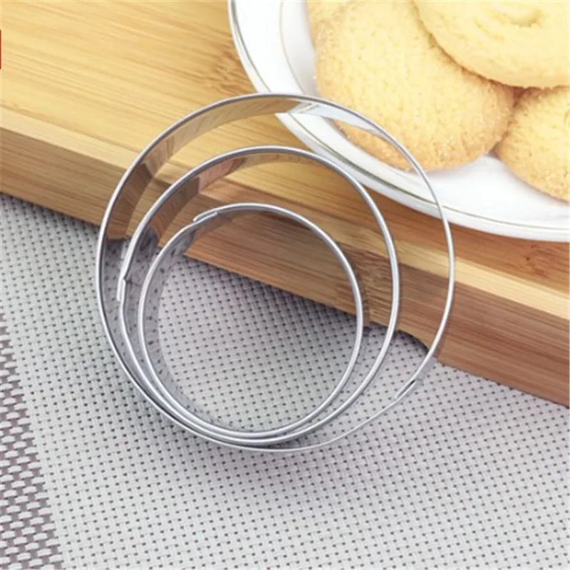 

3PCS/SET Baking Mould Round Shaped Cookie Cutter Stainless Steel Egg Mould Fondant Sugarcraft Cutter Biscuit DIY Mold