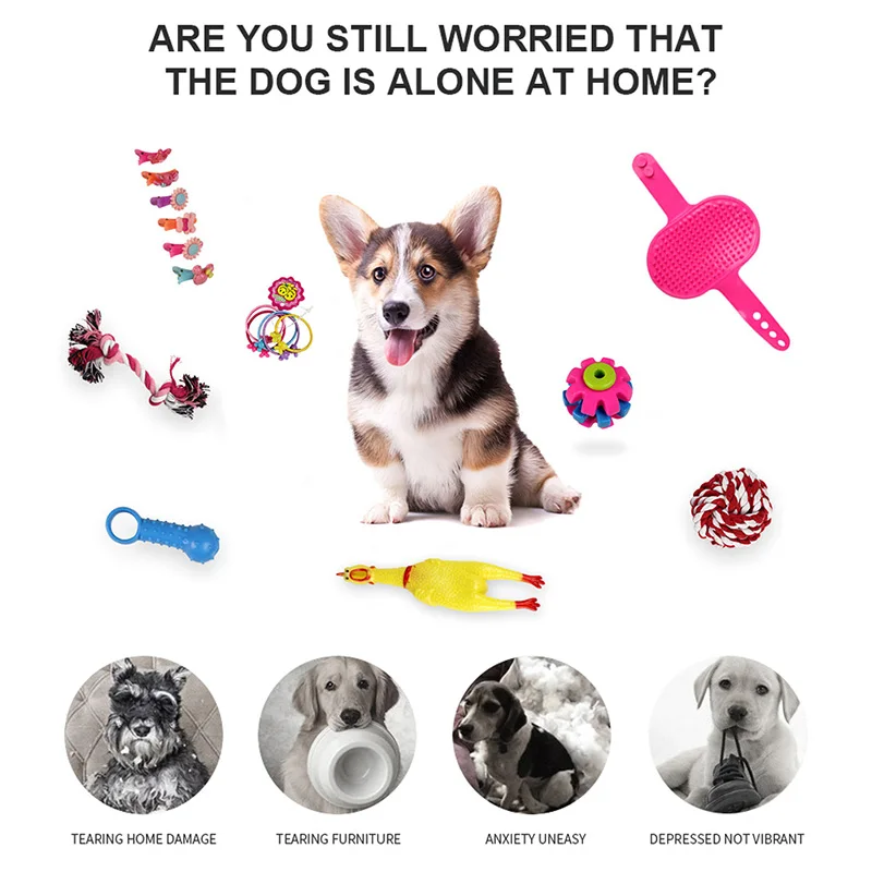 16pcs/set Pet Dog Toy Rubber Cat Anti Bite Squeaker Squeaky Chew Toys Outdoor Training Fun Pet