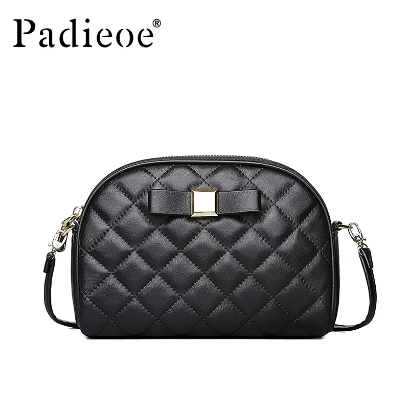 

Padieoe 2018 Arrival Women Genuine Leather Shoulder Bags with Interlayer&Zipper Pocket Female Goat Leather Crossbody Handbags