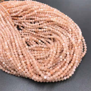 

Natural SunStone Beads Strand Micro Faceted Sunstone Round 3mm Gem Stone Beads For Jewelry Making DIY Nice Bracelets & Necklace