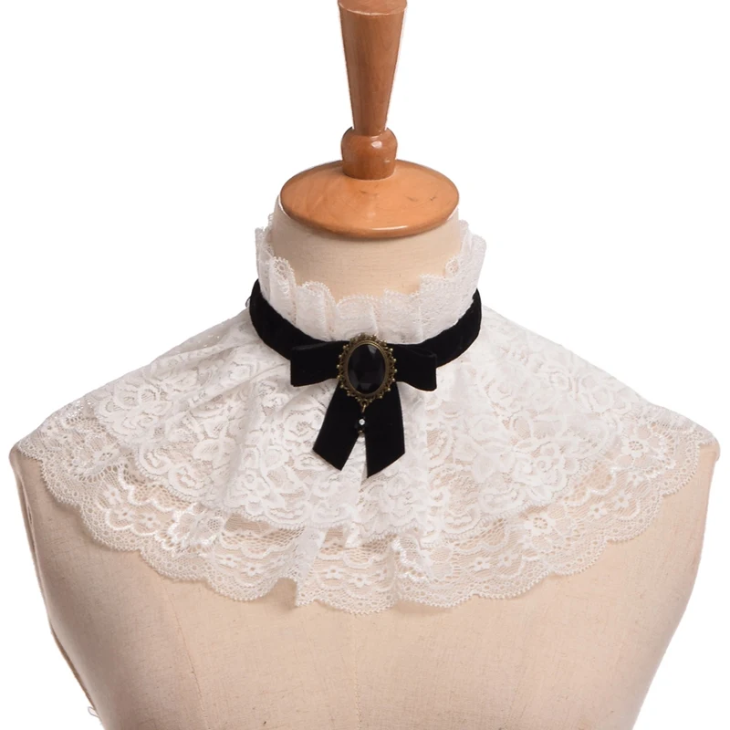 Женщины Лолита Neck Ruff Белый воротник Косплей реквизит|props|props cosplay |
