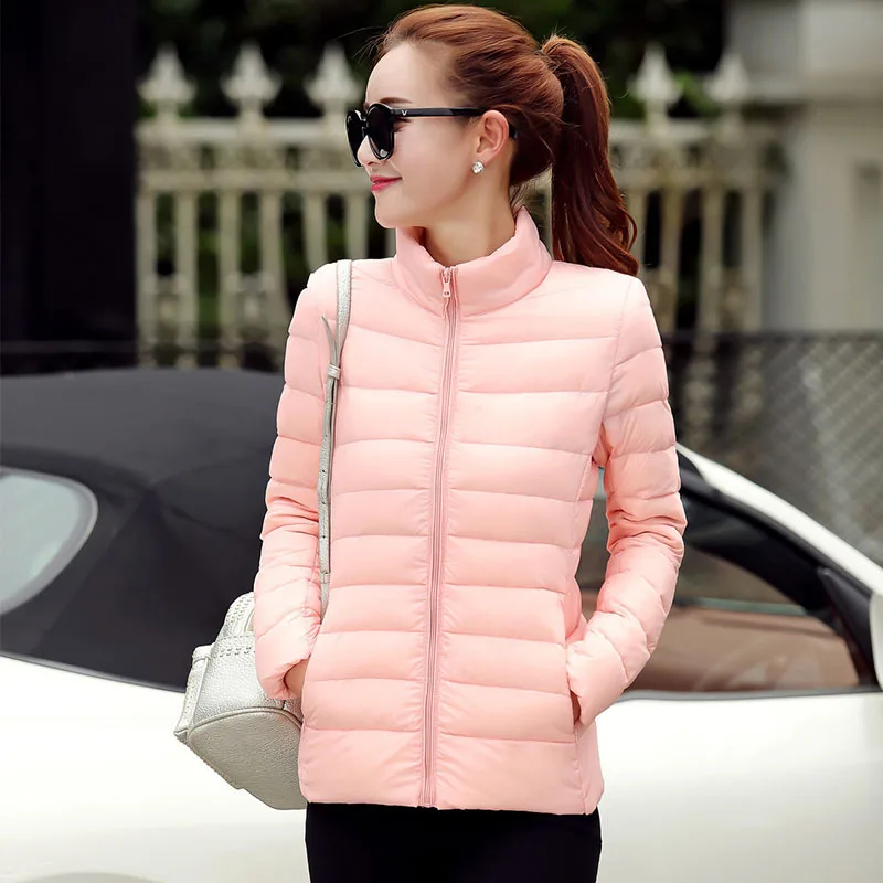 

Simple elegant stand-up Ladies winter down jacket suitable for autumn winter warm short portable large slim women's winter coat