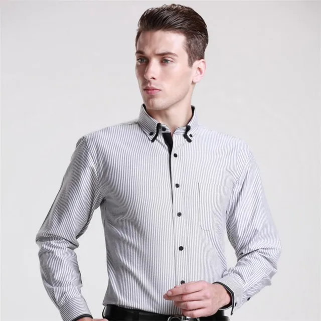 Men Casual shirt long Sleeve striped camisa Mens shirts XS S M L XL XXLin Casual Shirts from