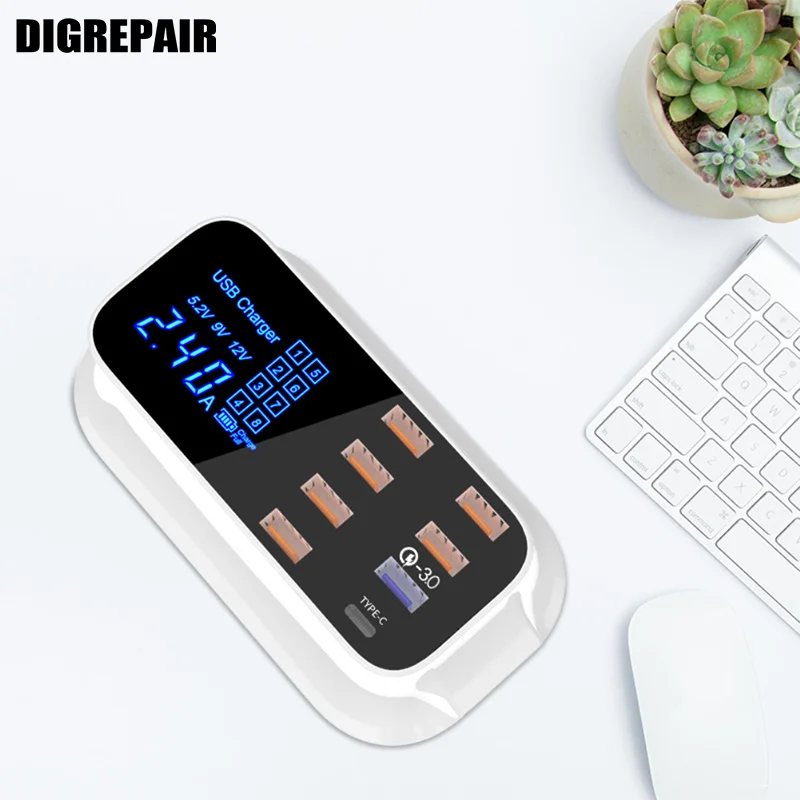 зарядное устройство Быстрая зарядка 3 0 Смарт usb type C станция светодиодный дисплей