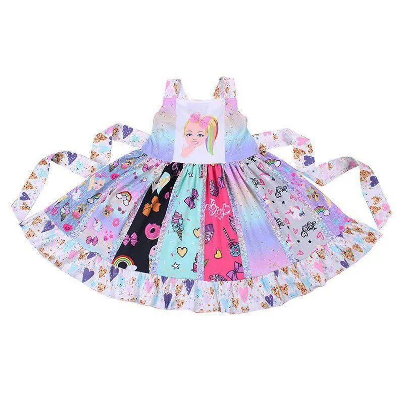 

Children's Wear 2019 latest design stitching sleeveless girl boutique set hot style Cute girl print pattern fashion
