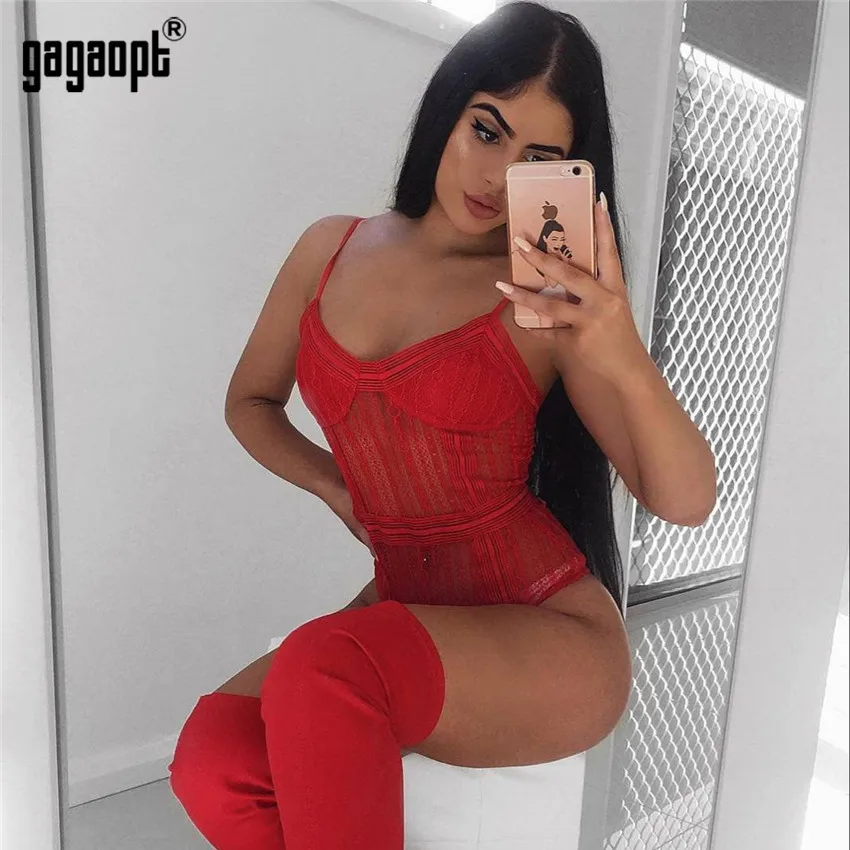 Женский кружевной боди Gagaopt с глубоким треугольным вырезом сетчатый комбинезон