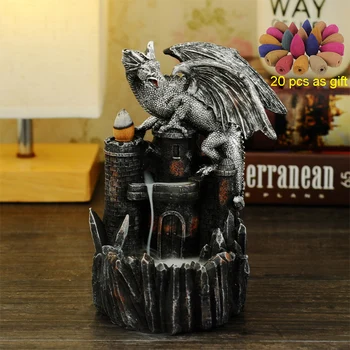 

Backflow Incense Burner 20PCS Cones Stick Holder Dragon Waterfall Censer Purple Clay Aroma Smoke Home Officer Dropshipping