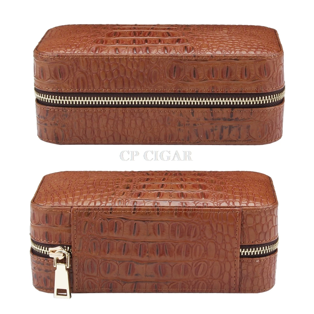 Cigar Travel Case Leather Cedar Wood Portable Cigar Humidor with