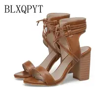 BLXQPYT/Настоящие Sandalias Mujer; большие размеры 32-50; женские босоножки на высоком каблуке; sapato feminino; Летний стиль; chaussure femme; T8612